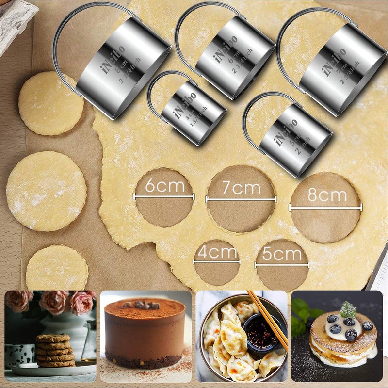 iNeibo Biscuit Cutter Set, Cookie Cutter, Round Shape Circle Scone Cutters, Pastry Dough Baking Cutter, Shapes Pastry Cutter for Dumpling Skin Cutters, Dough, Pastry, Donut, Fondant, DIY, Cake DÃ©cor - Image 5